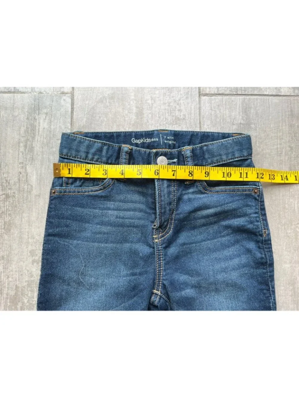 Gap Kids Straight Leg Dark Wash Stretch Jeans Boys 7 Slim Original Pants School.